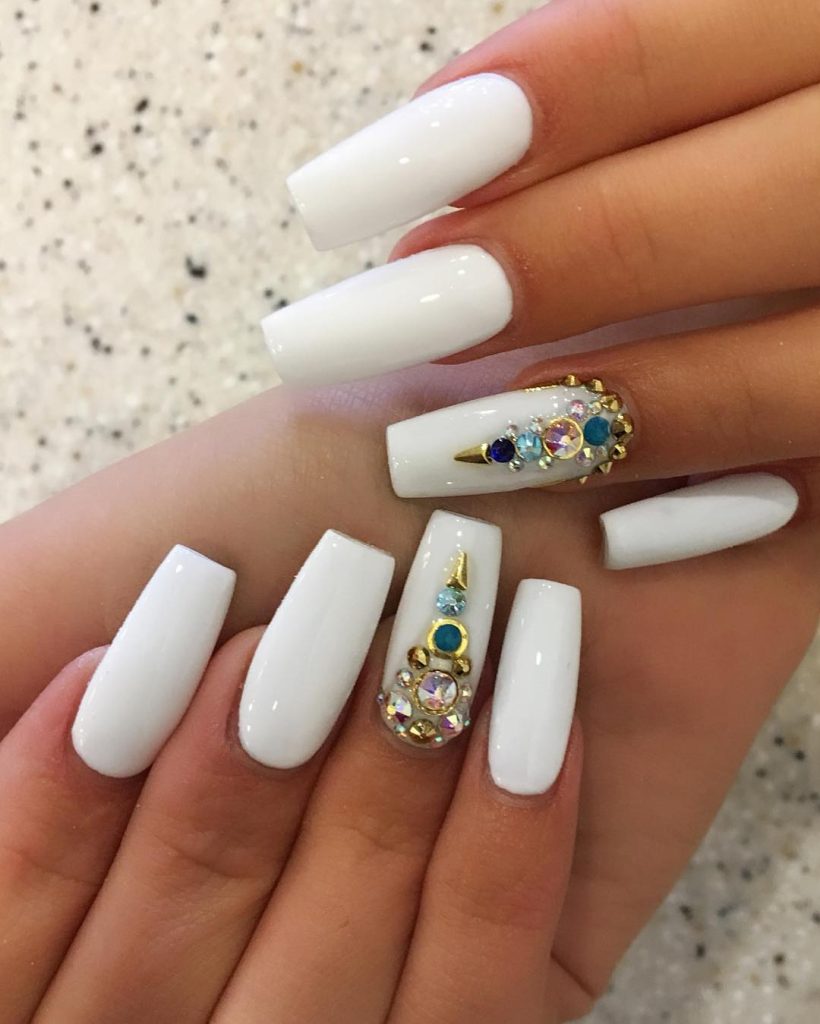 crystal white acrylic nails