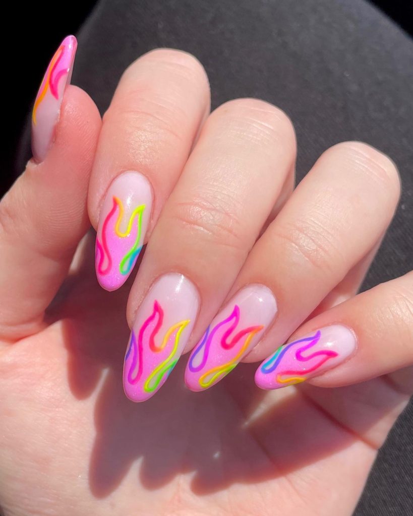 flame almond acrylic nails