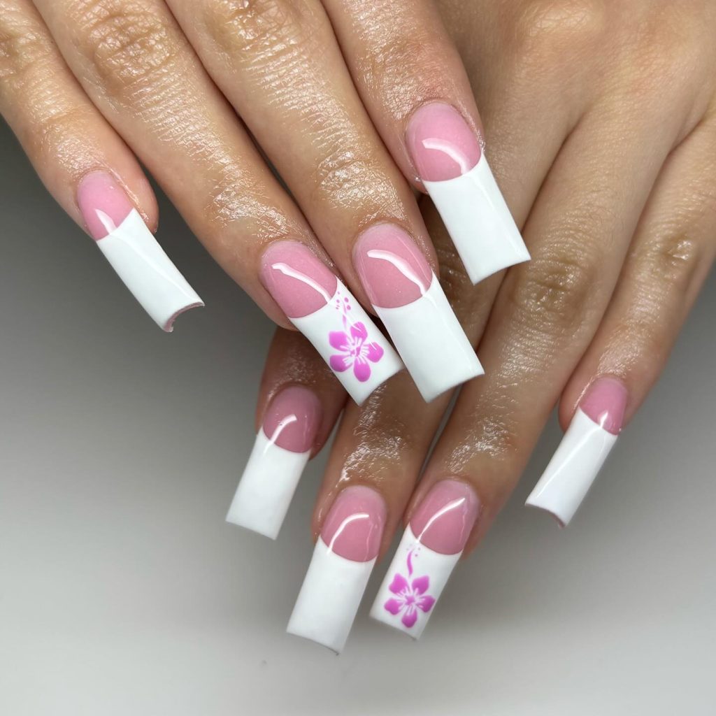 frenchtip white acrylic nails