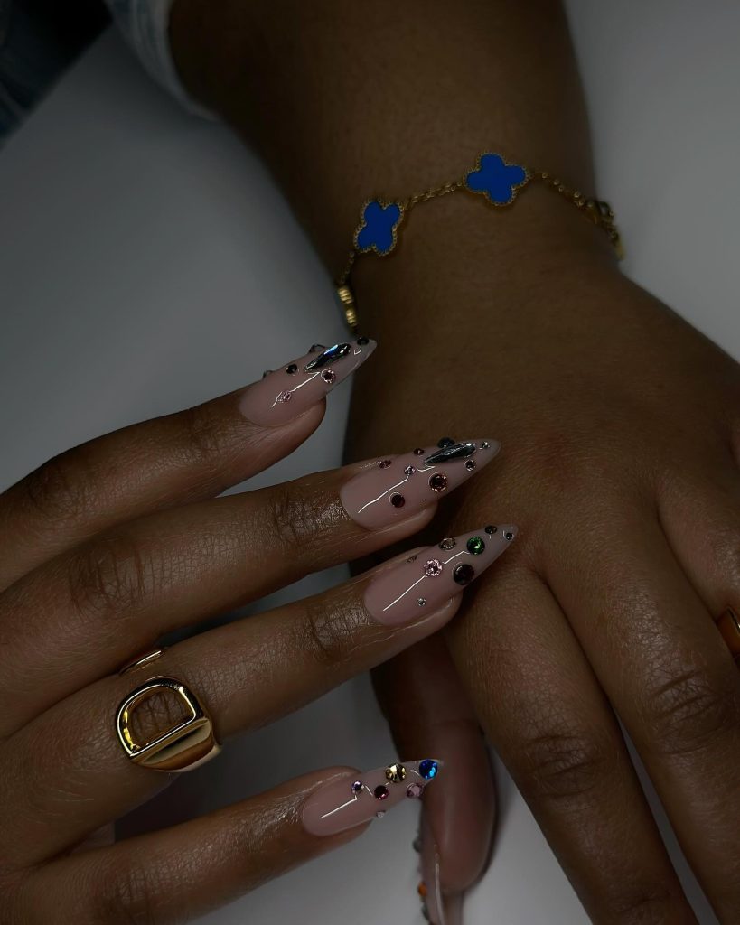 gel swarovski nails