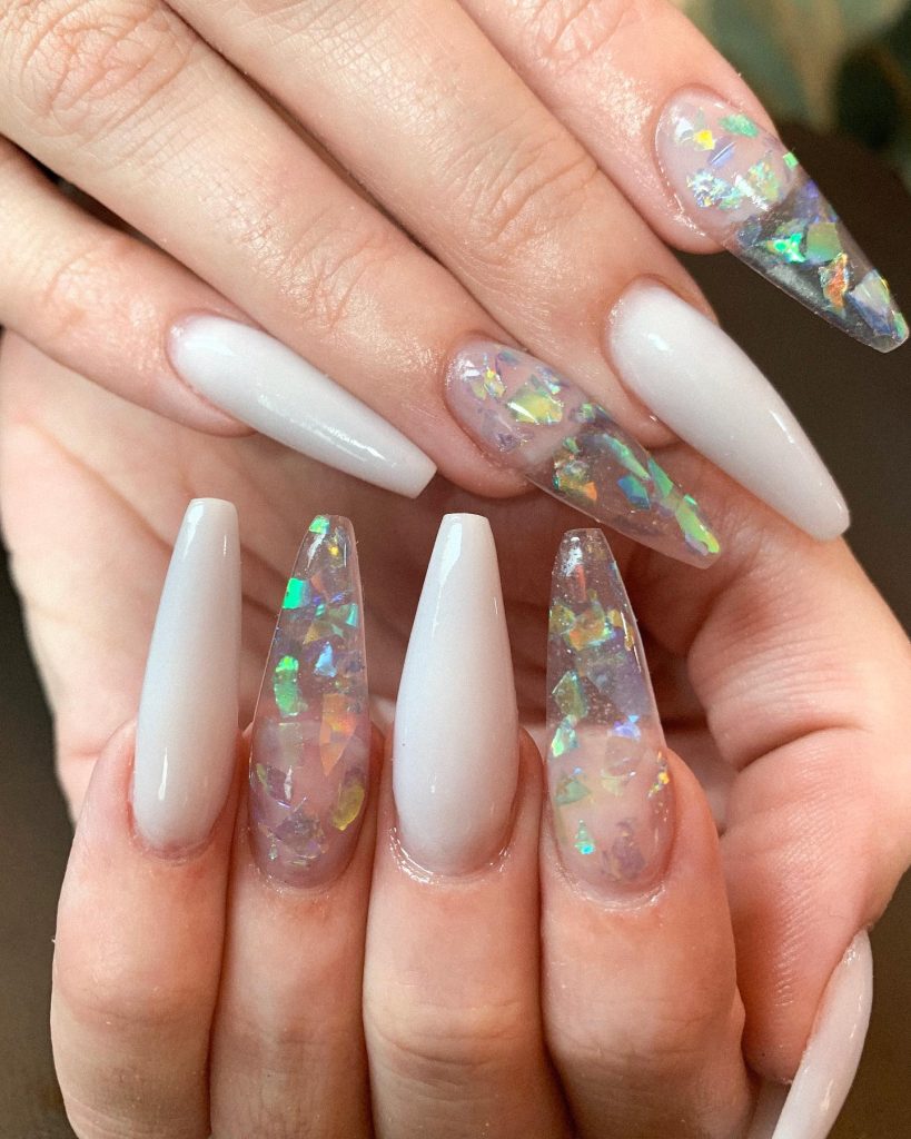 glass white acrylic nails
