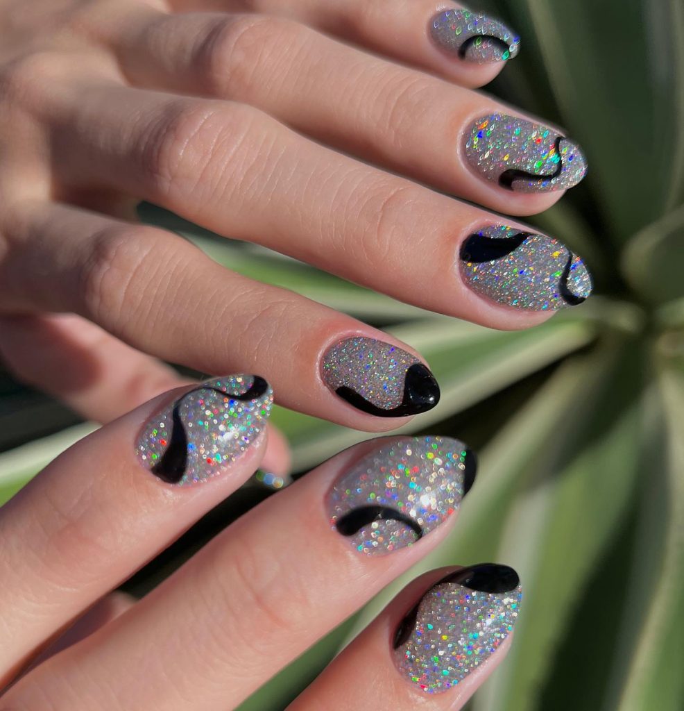 glitter short nails