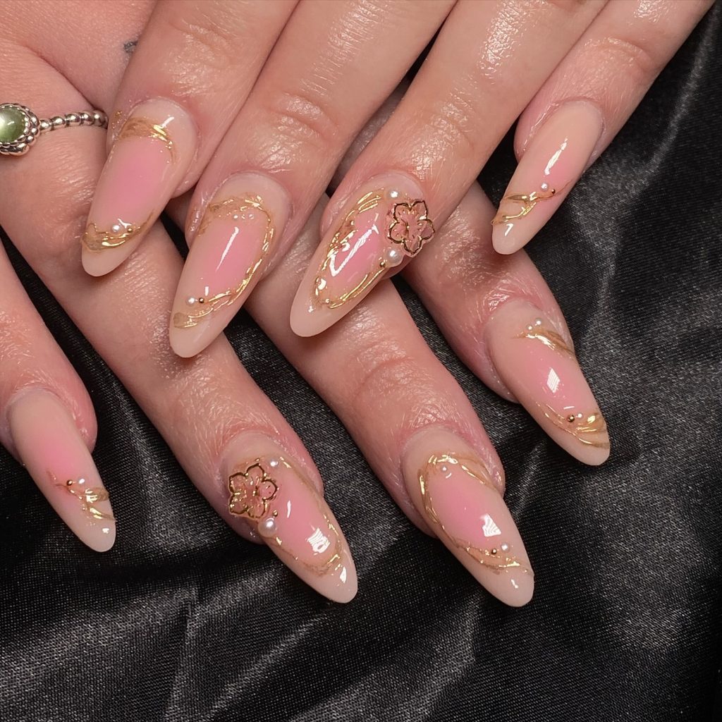 gold swarovski nails