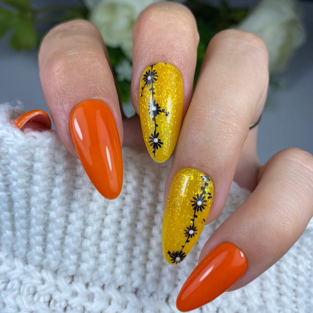 golden almond acrylic nails