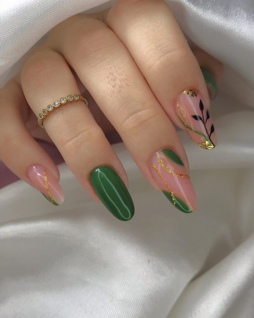 green almond acrylic nails