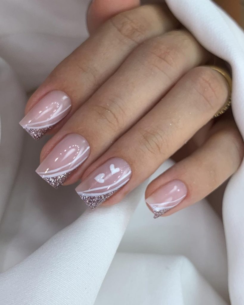 heart glitter nails