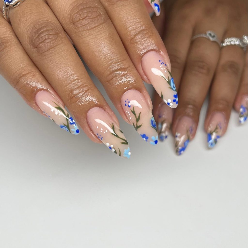 leaf almond acrylic nails