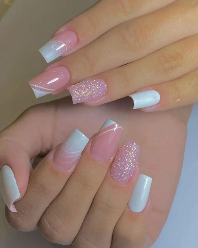 lipsticpink glitter nails