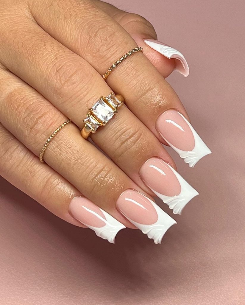 long acrylic white nails