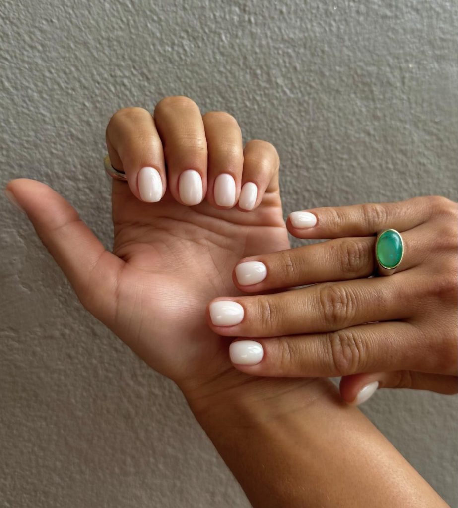 milky white nails