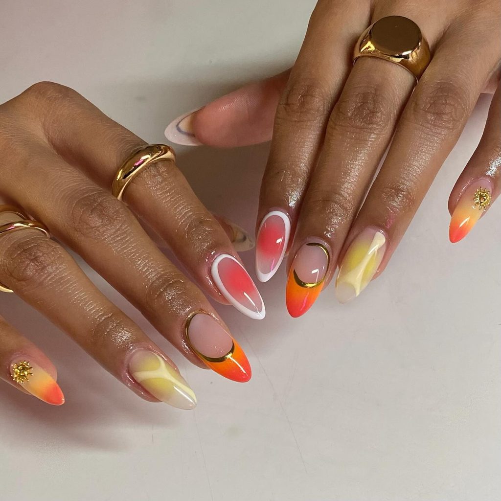 orange gel nails