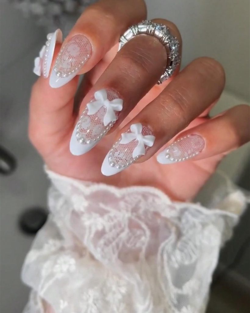 pearl white acrylic nails