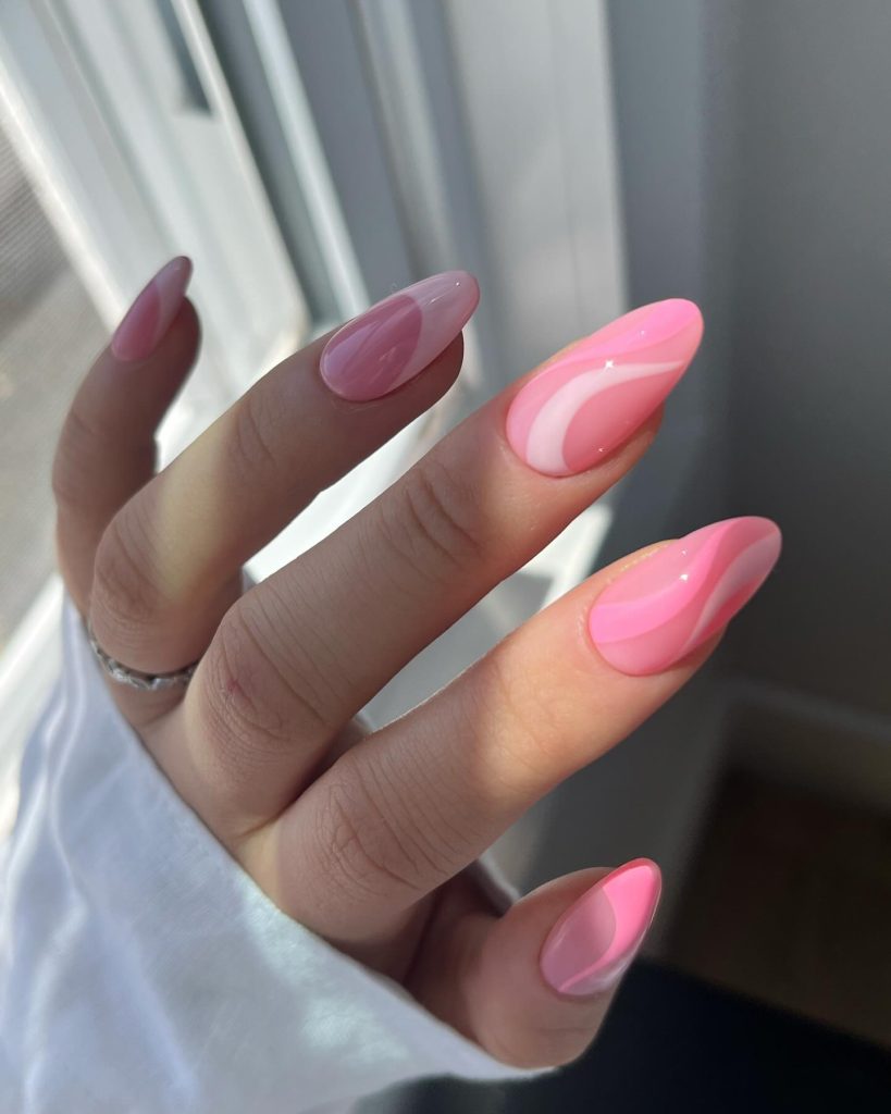 pink almond acrylic nails