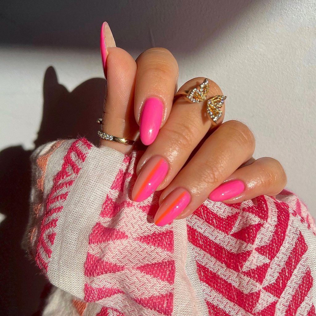 pink combination nails