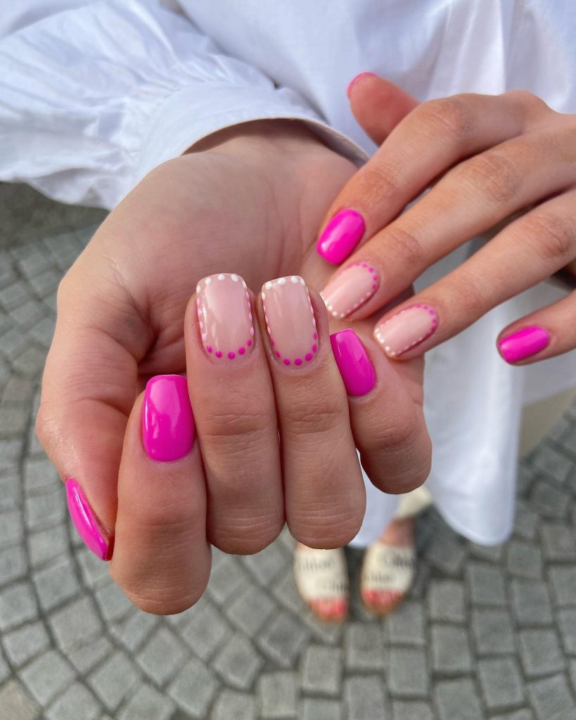 pink dotty nails