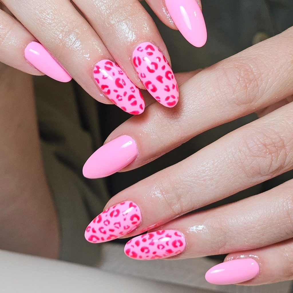 pink leoprint nails