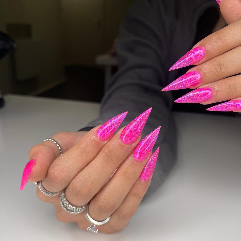 pink long nails
