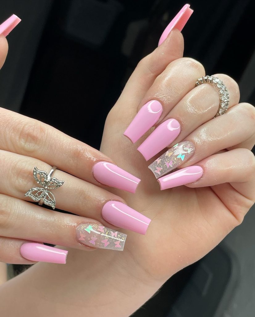 pink rose nails