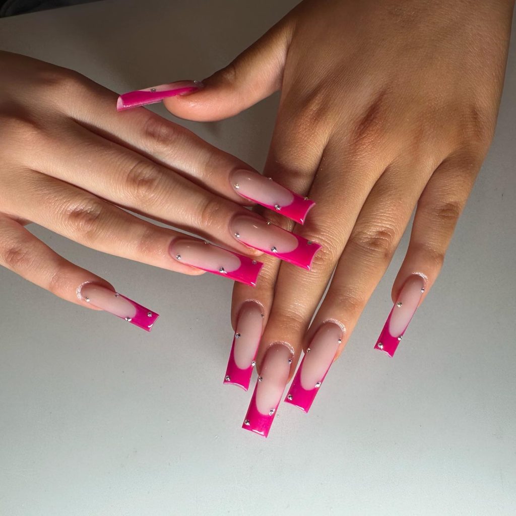 pink stone nails