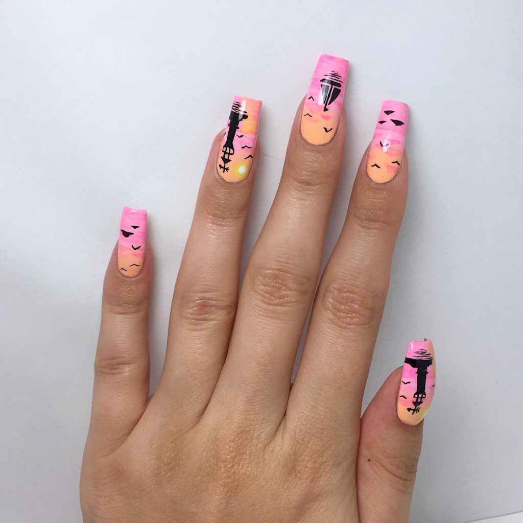 pink sunset nails