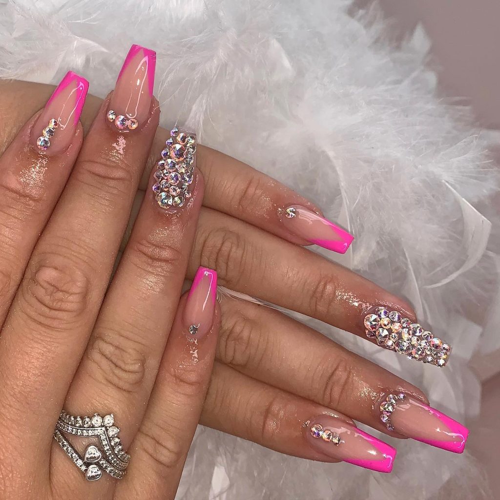 pink swarovski nails
