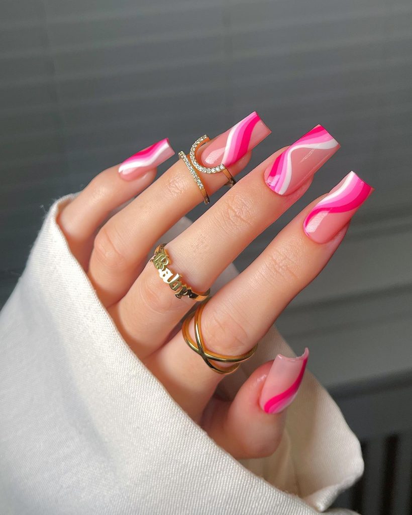 pink swirly nails