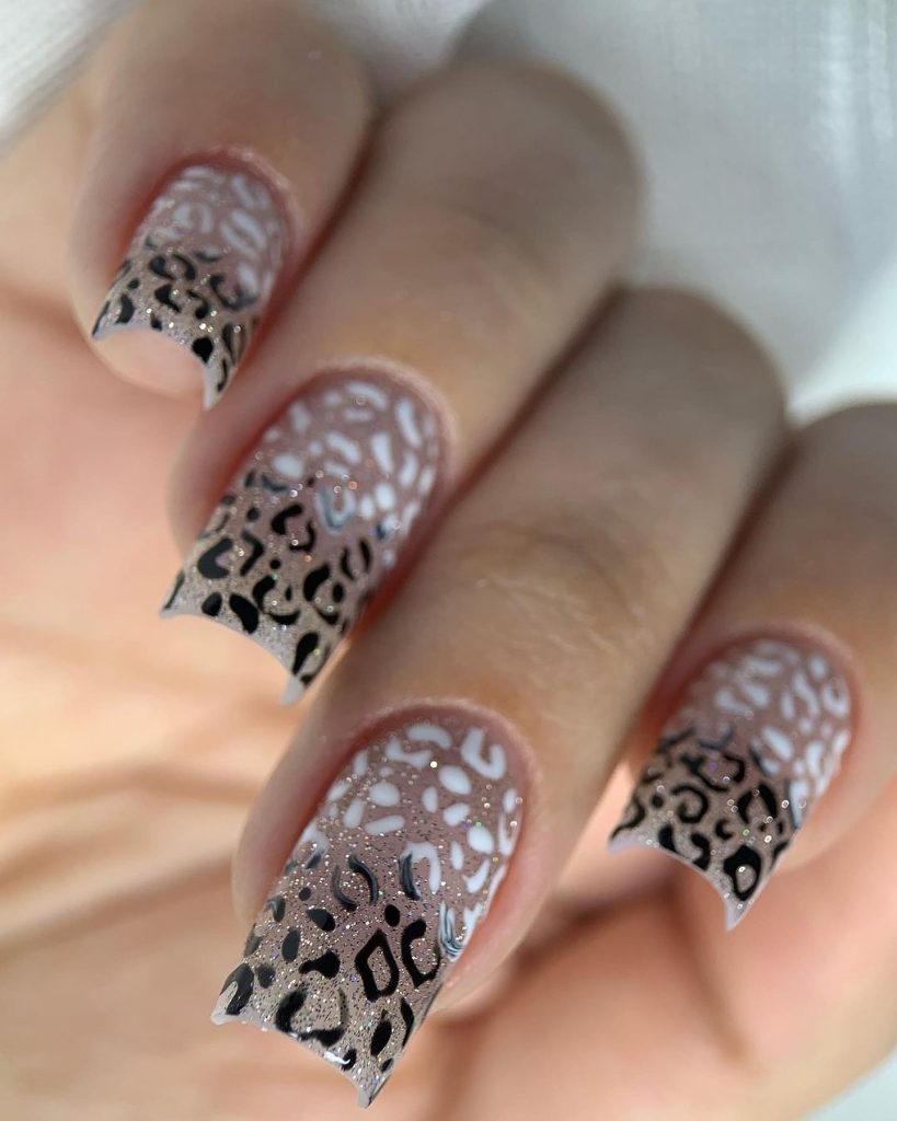 printed glitter nails
