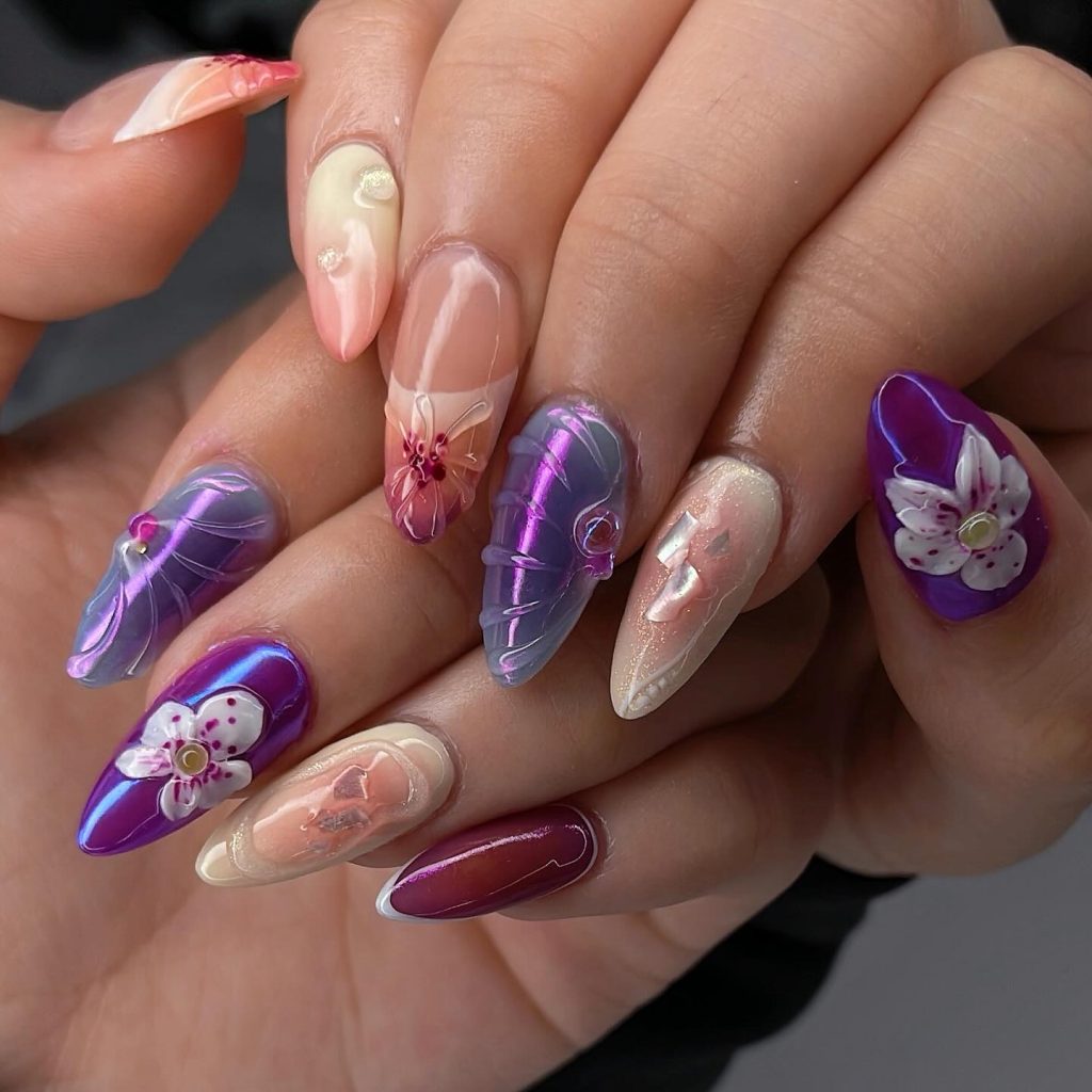 purple 3d nails