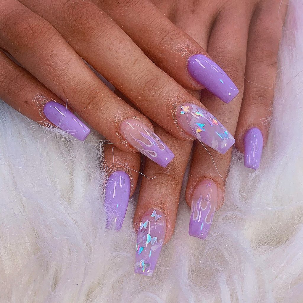 purple butterfly nails