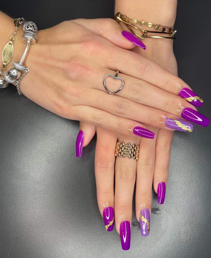 purple long nails