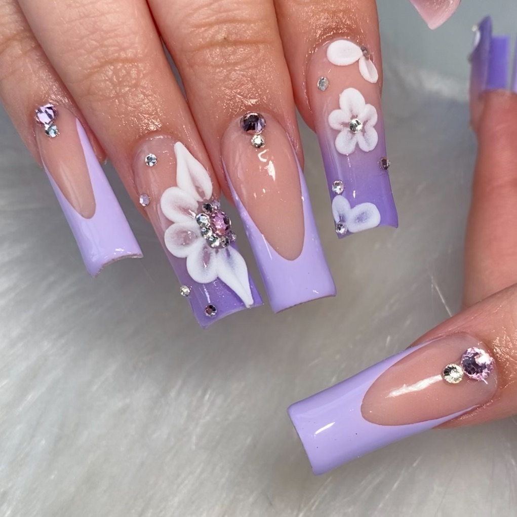 purple stone nails