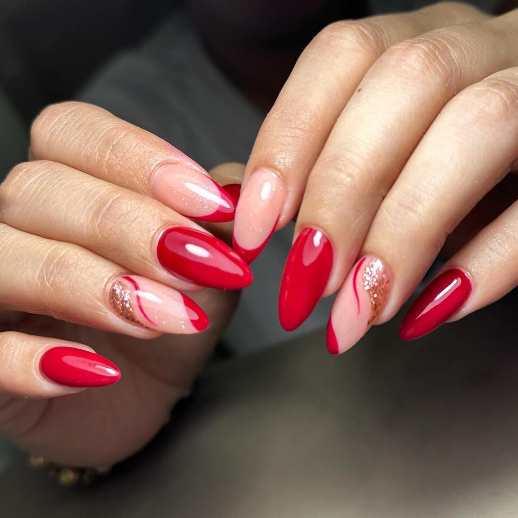 red almond acrylic nails