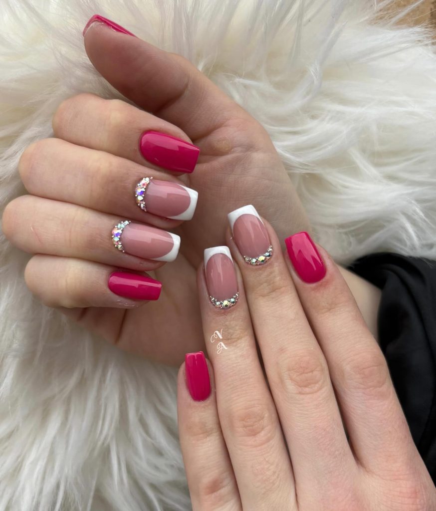 red swarovski nails
