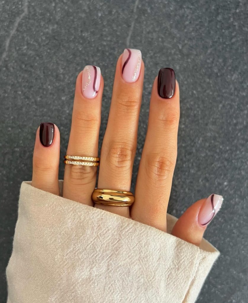 shimmery short nails