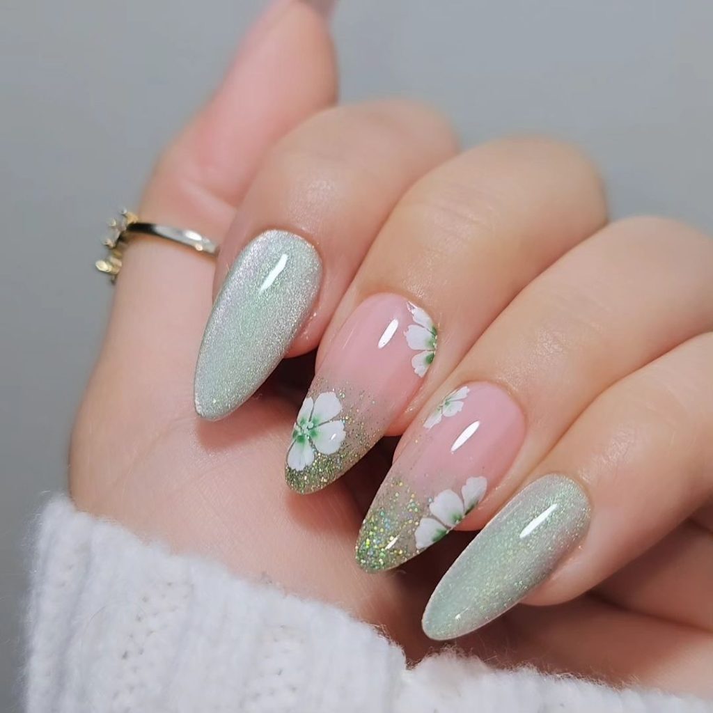 shiney almond acrylic nails