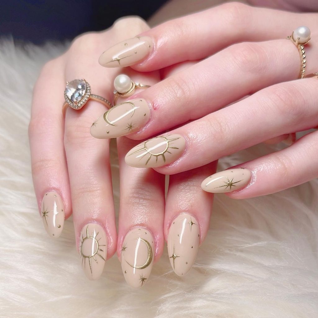 sky almond acrylic nails