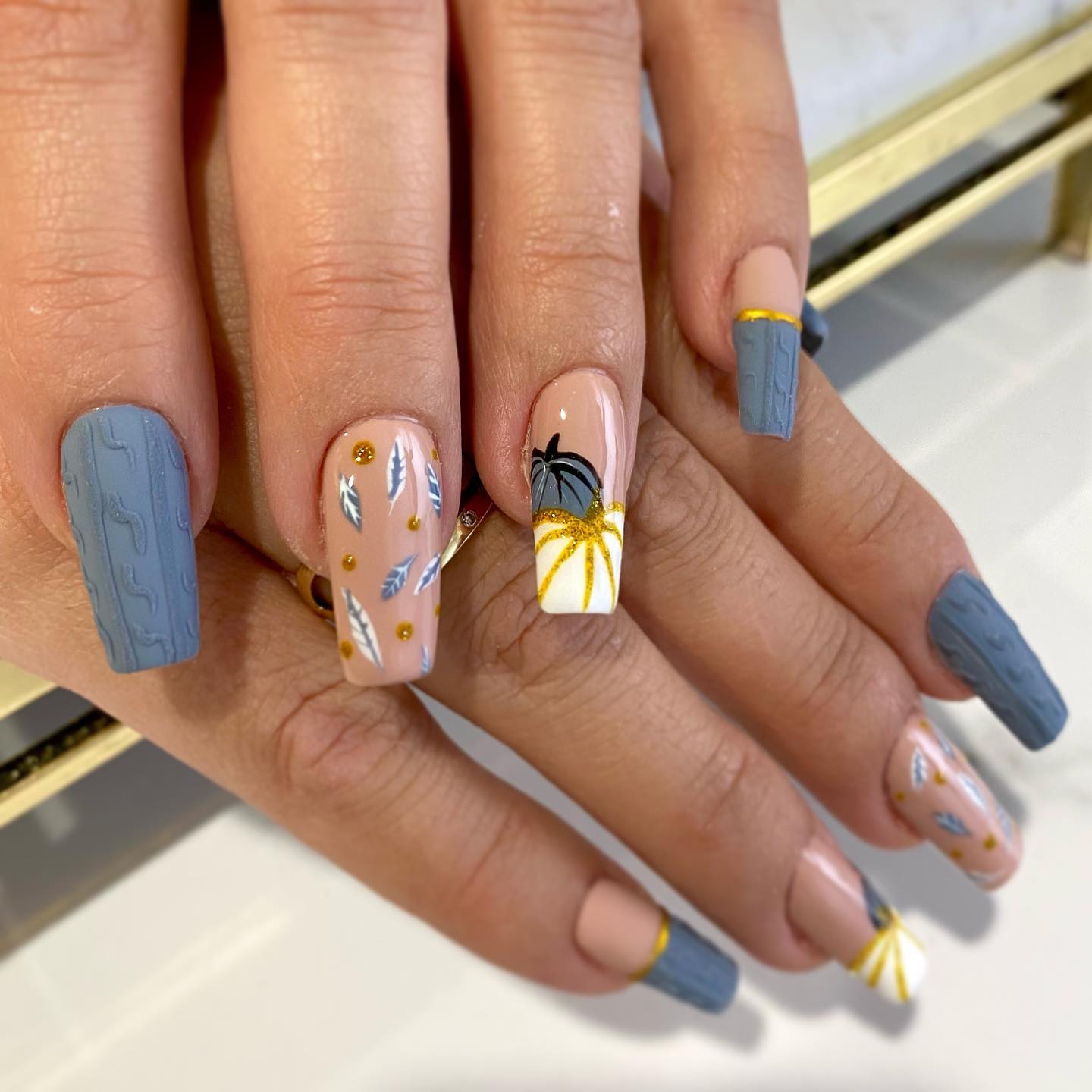square thankgiving nails