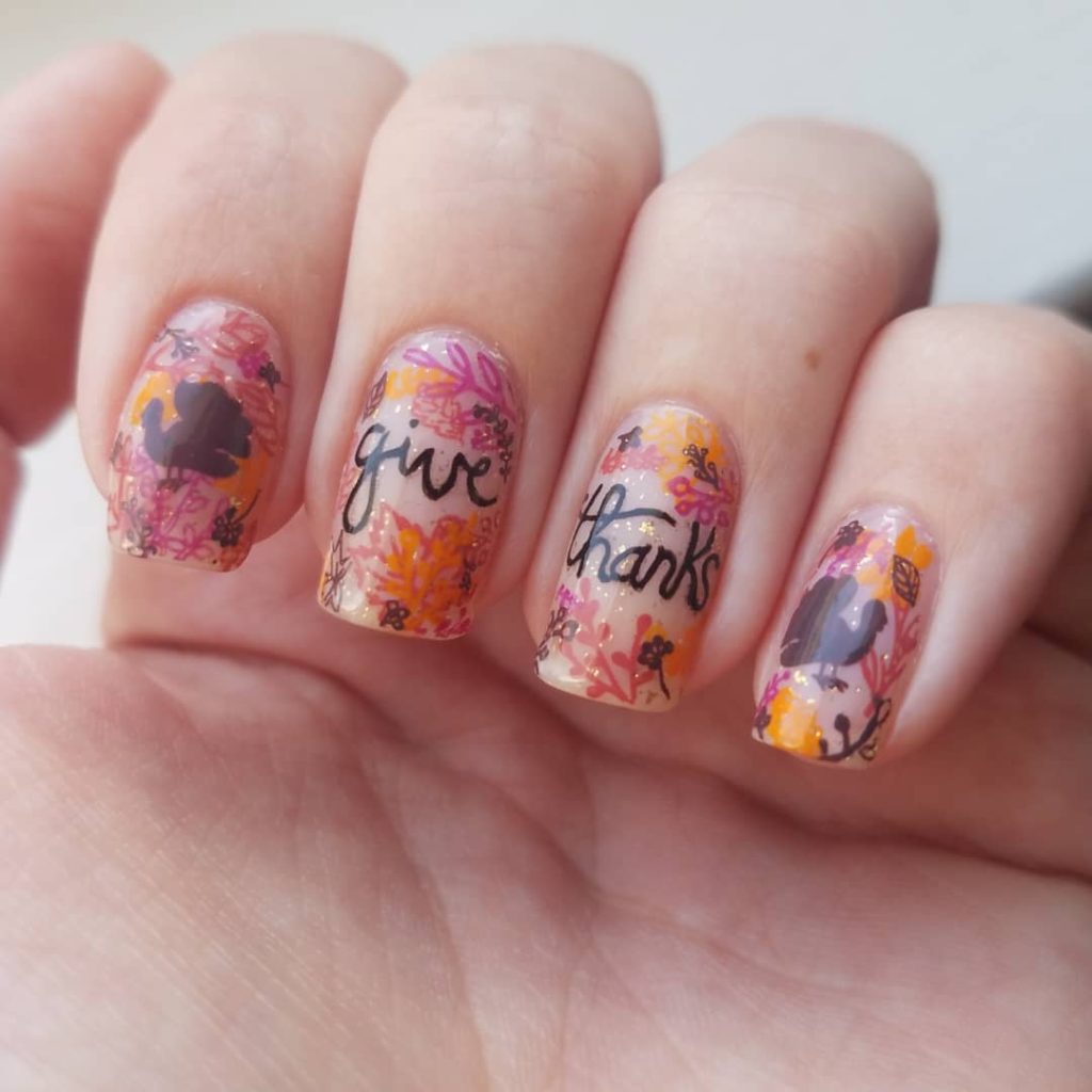 stamp thankgiving nails