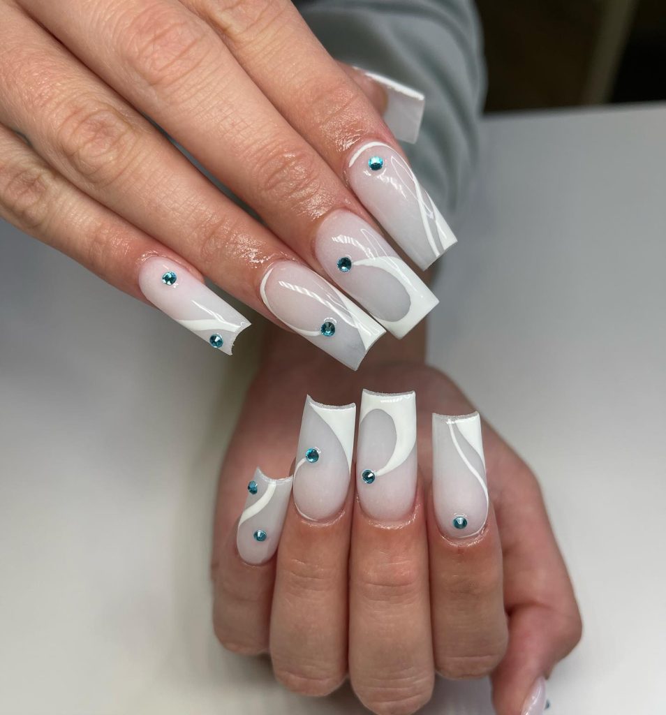 stone white acrylic nails