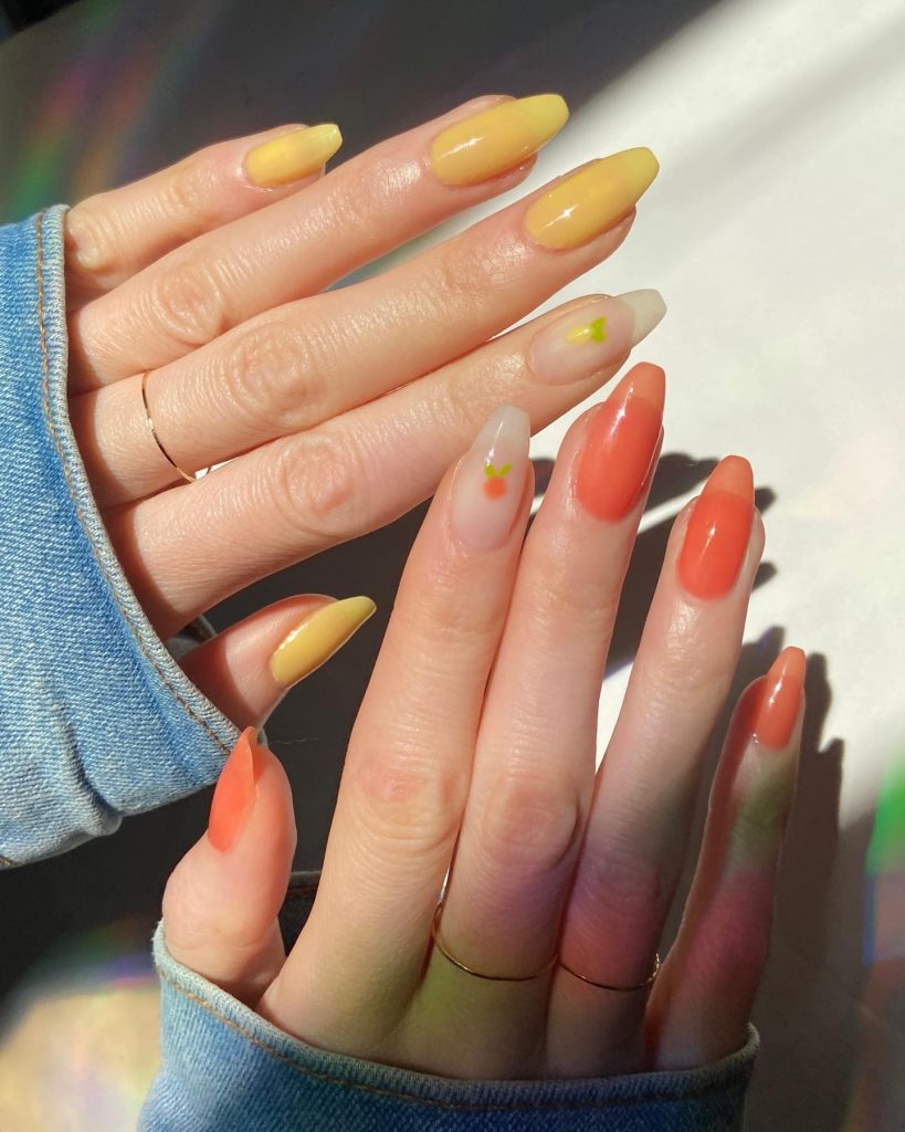 tiny orange nail design