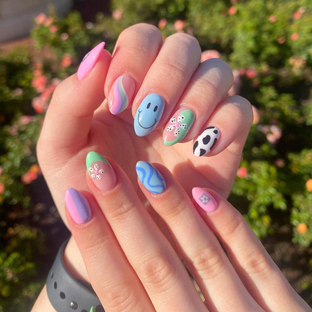 unique almond acrylic nails