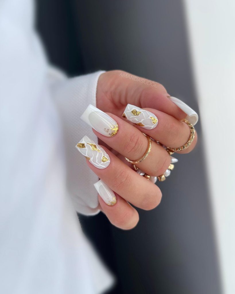 wedding white nails