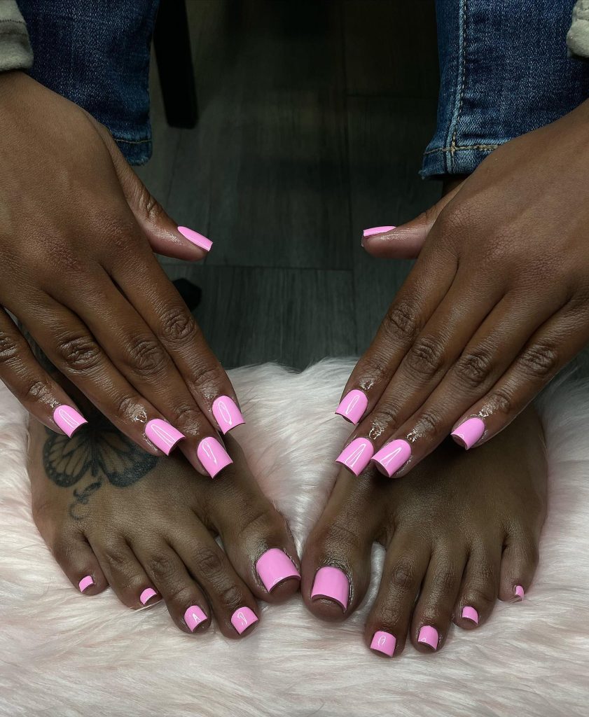 acrylic pink toe nails