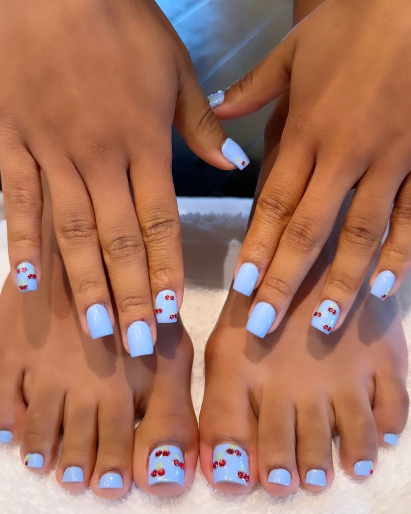 cherry summer toe nails