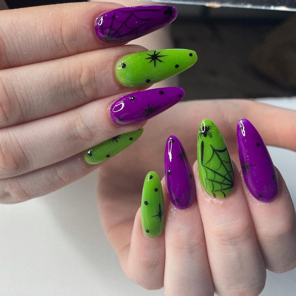 colorful hallowen nails