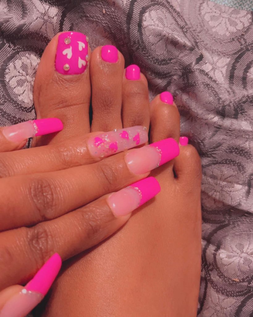 cute pink toe nails