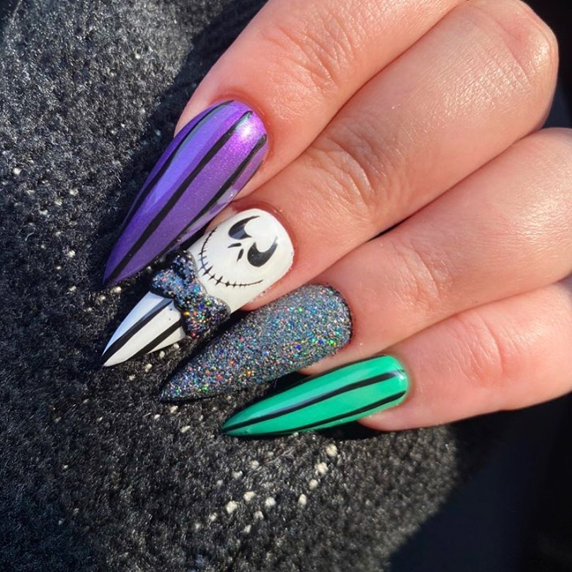 glitter hallowen nails