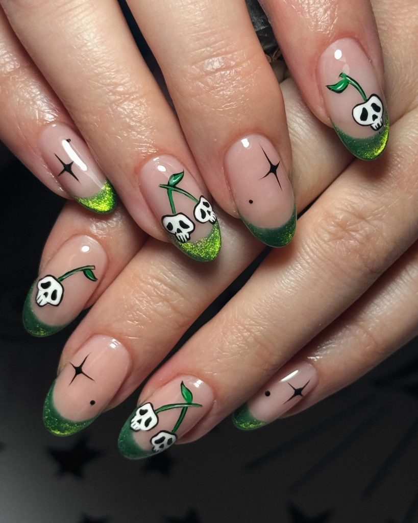 green hallowen nails