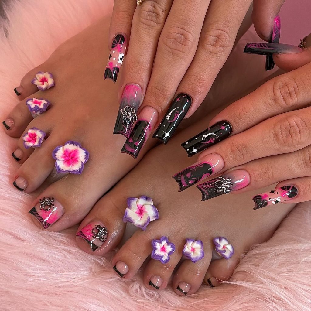 hallowen toe hand nails