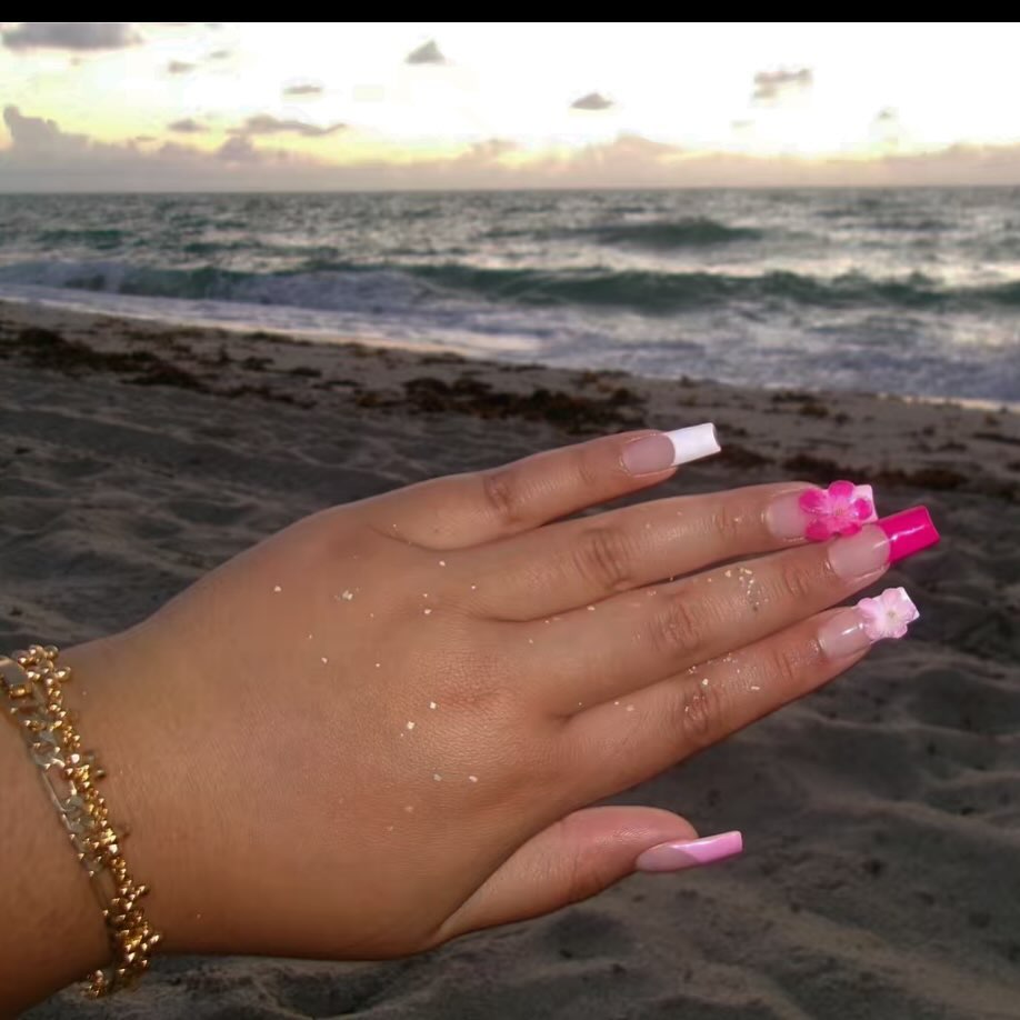 pink beach nails